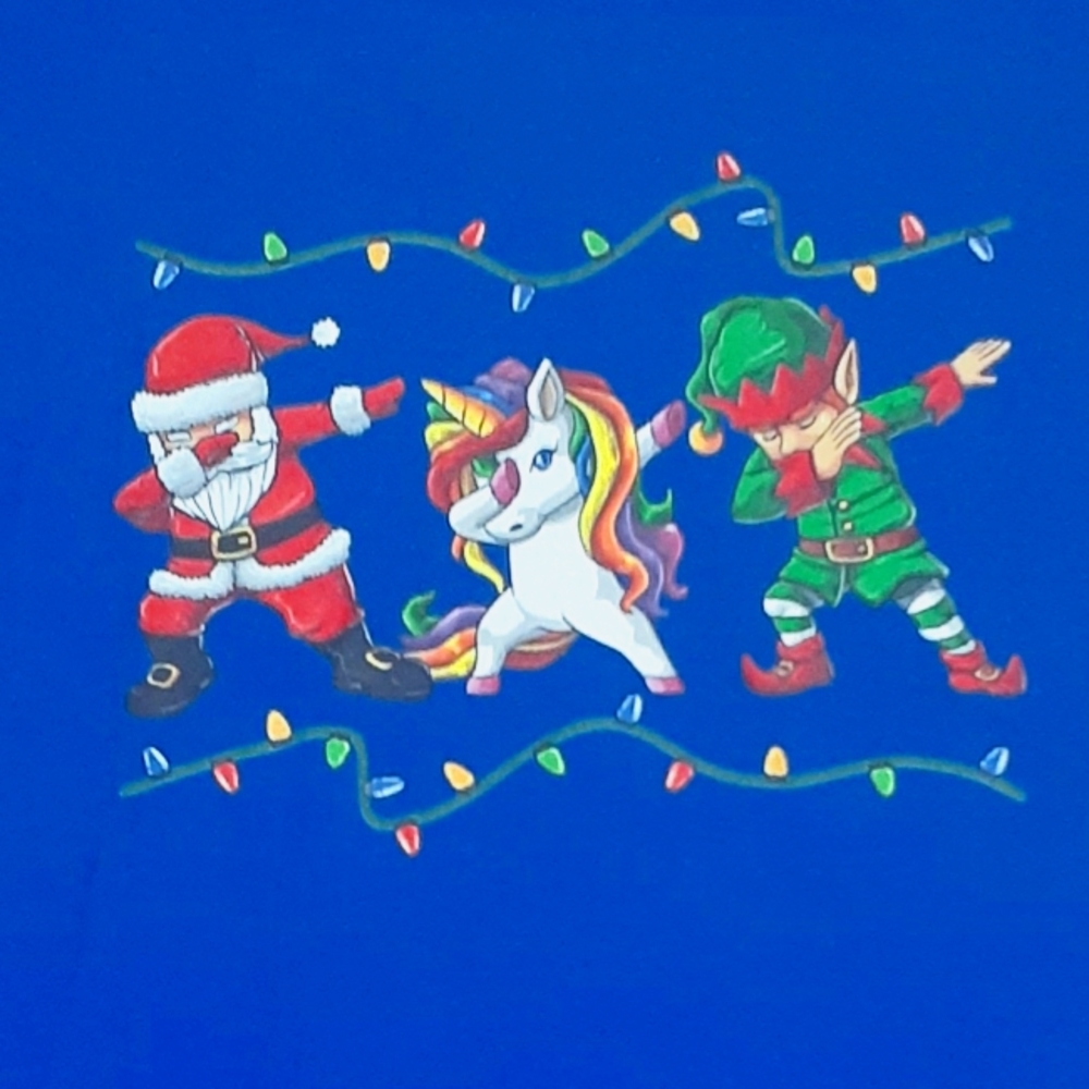 Dabbing Christmas T-shirt Santa Unicorn and Santa's helper elf